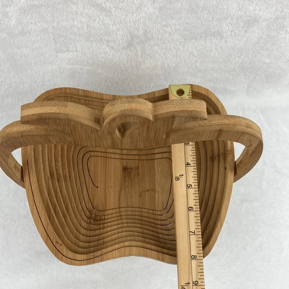 Collapsable Bamboo Apple Fruit Basket 10” x 11” x 8”